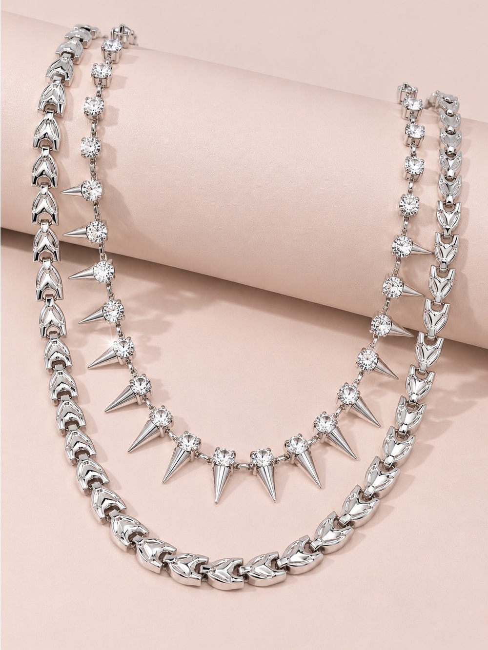 Rivet Rhinestone Necklace - Picture 2 of 2